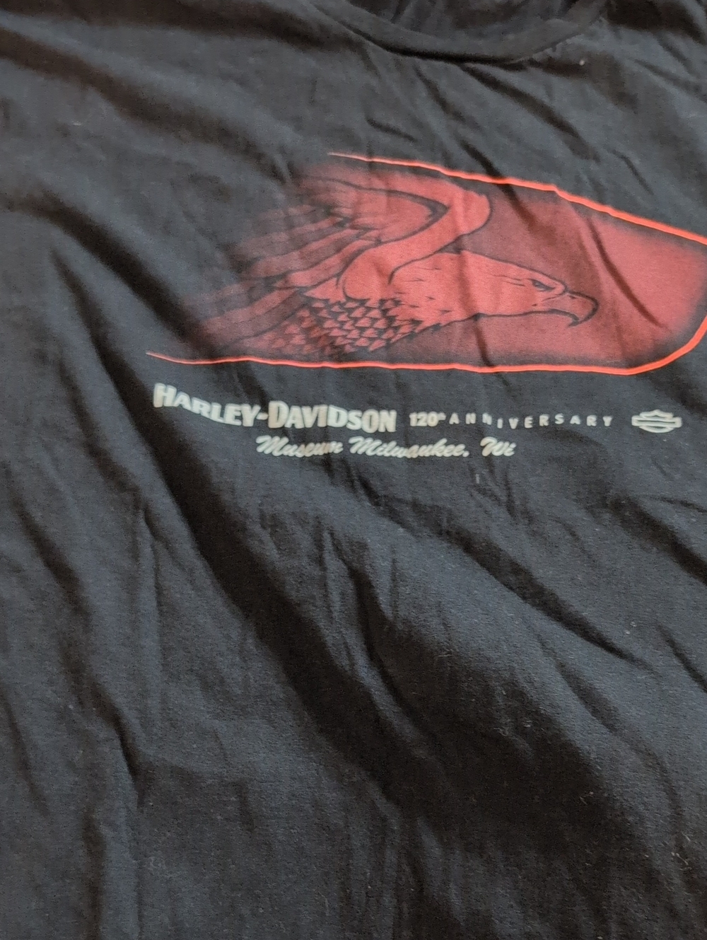 Harley-Davidson Black T-Shirt with Red Eagle Graphic